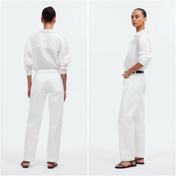 Madewell Low-Slung Straight Jeans Tile White Size 32 NWT Nautical Preppy Classic - Picture 2 of 13